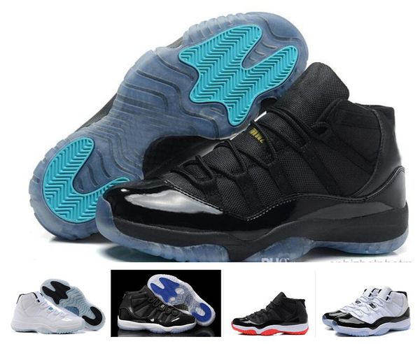 

popular 11 11s women men shoes gamma legend blue bred georgetown concord gym red infrared space jam 11s shoes for sale with box, Black