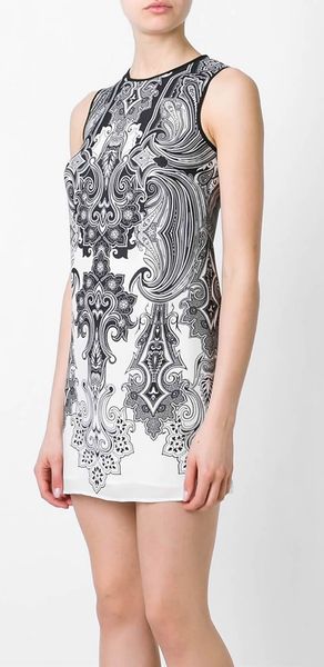 

vintage print women sheath dress sleeveless mini casual dresses 054a628, Black;gray