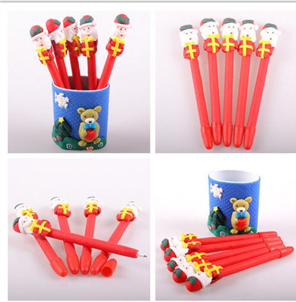 

christmas kid cartoon pen snowman santa claus soft ceramics ballpoint pen red christmas craft pen kids christmas gift