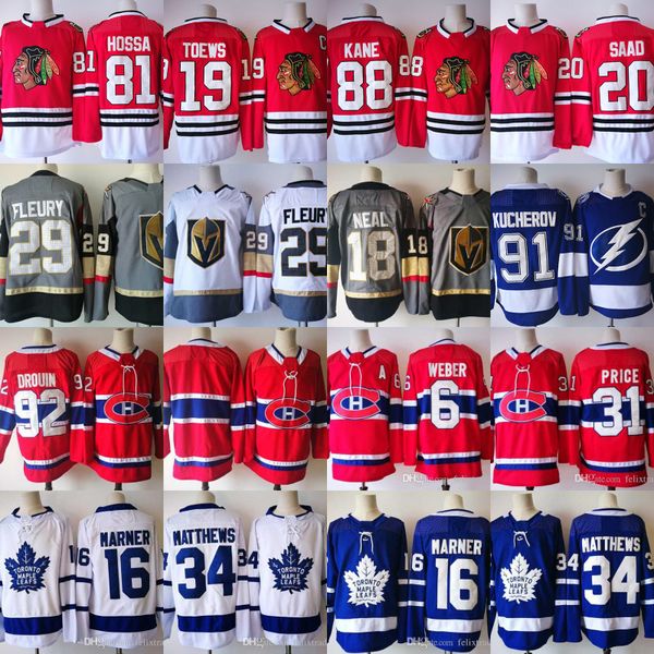 

2018 Season 92 Jonathan Drouin 19 Jonathan Toews 18 James Neal Patrick Kane Marian Hossa Carey Price Shea Weber 29 Marc-Andre Fleury Jersey