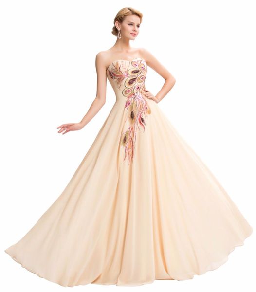 

2019 Embroidery Off the Shoulder A-Line Floor-Length Sleeveless Chiffon Prom Dresses Princess robe de soiree long real photo Evening Dress