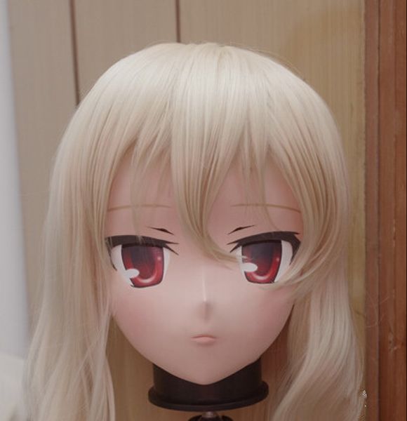 

c2-055)высокое качество ручной работы женский силиконовая резина маска для лица косплей kigurumi маски трансвестит кукла kig аниме ролевые, Black;red