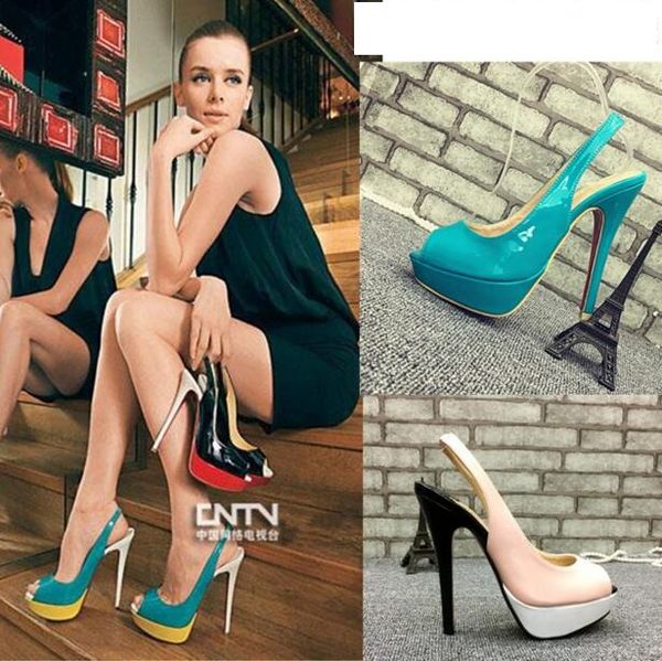 

european stage show platform pumps peep toes office lady faves nightclub single shoes women high heels customized size, Black