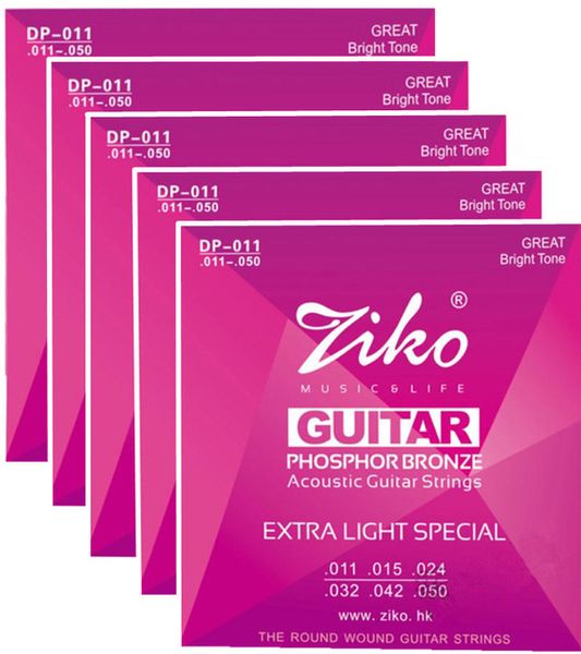 5 Sätze/Los ZIKO 011-050 Akustikgitarrensaiten Musikinstrumente Zubehör Gitarrenteile Großhandel