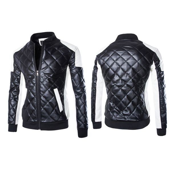 

fall-2016 new men's motorcycle jackets casual collar stitching leather jacket coat padded coat overcoat parka men winter coats, Black;brown