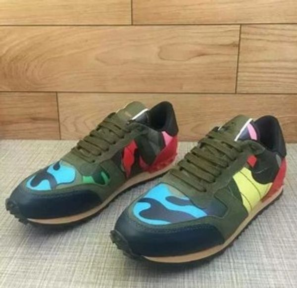 

size 35-45 women/men casual shoes camouflage genuine leather lace up couple shoes rivets flat shoes ing, Black