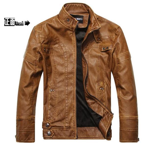 

fall-winter men pu leather jacket man motorcycle designer plus size xxxl 3xl 4xl 5xl fleece waterproof windproof coat, Black