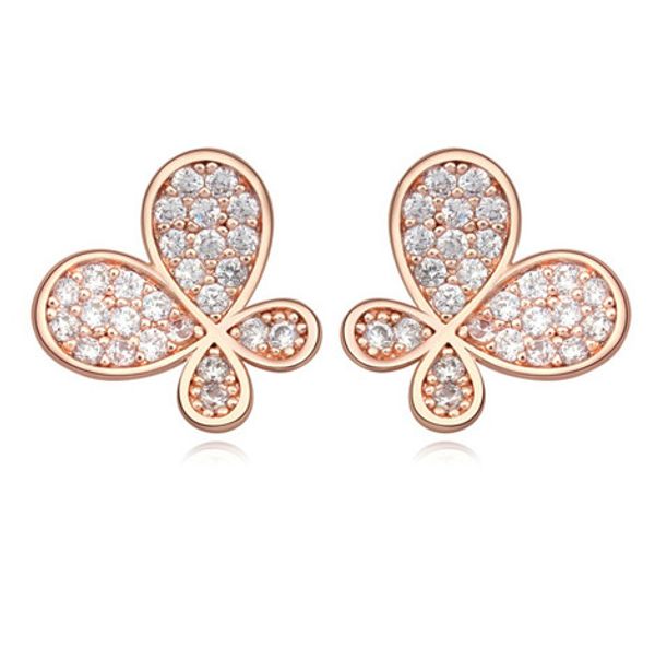 

earrings studs fashion women elegant zircon 18k gold plated butterfly stud earrings jewelry wholesale ter064, Golden;silver