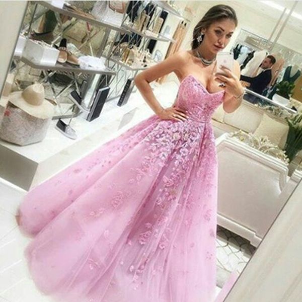 

gorgeous prom dress long formal a line sweetheart neckline strapless evening party gowns with exquisite appliques custom made, Black