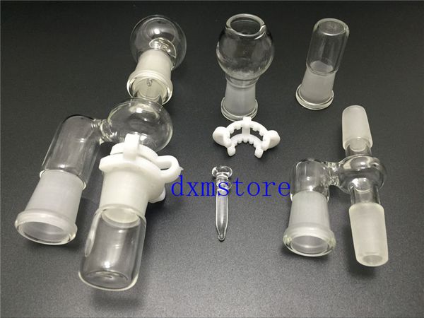 vendita calda 18mm14mm adattatore per vetro recupero olio per bong in vetro tubo dell'acqua viene fornito con testa vaso di vetro e clip keck spedizione gratuita