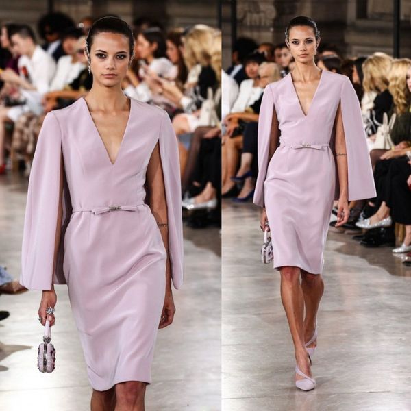 

georges hobeika 2017 вечерние платья носить глубокий v шеи до колен оболочка платья партии cap рукавом дешевые красный ковер платье, Black;red