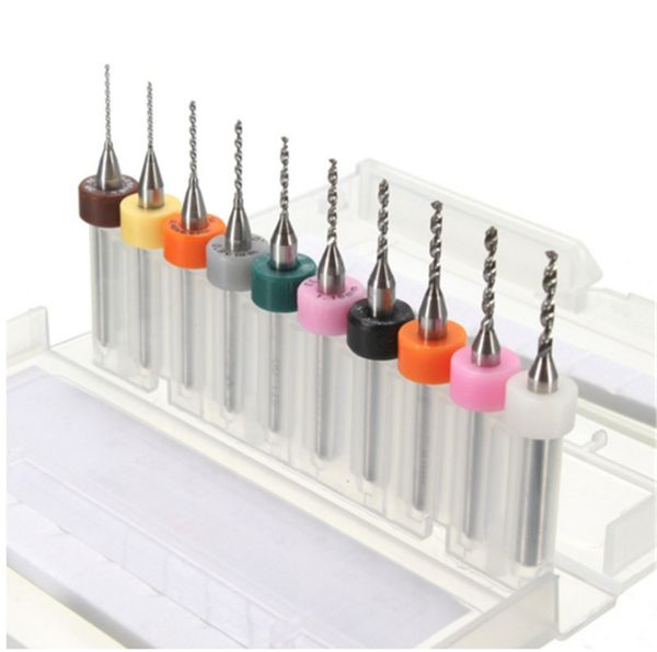 10pcs 0.6-1.5mm Carbide End Mill Set Engraving CNC PCB Bits for Rotary Burrs
