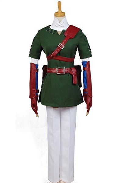 

the legend of zelda link костюм для косплея новая версия темно-зеленый, Black