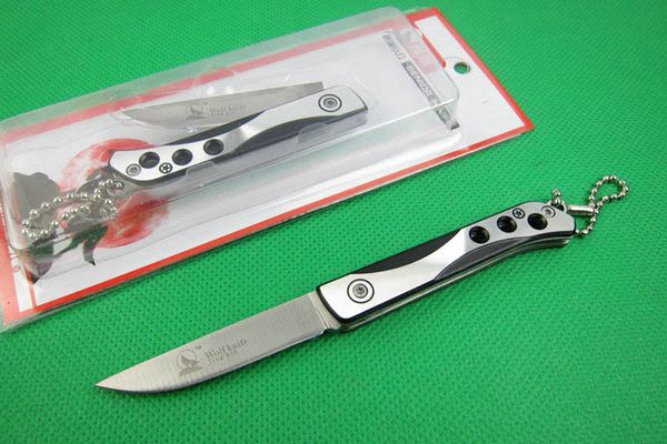 Drop shipping China Brand Wolf Coltello a lama piegata piccola 440C 56HRC Lama con finitura satinata Coltello chiave Coltelli pieghevoli tascabili EDC