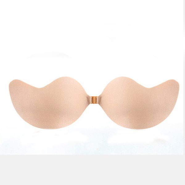 

wholesale-silicone bust strapless invisible bra self adhesive a b c d women push up bra bust front closure sticky bra backless, Red;black