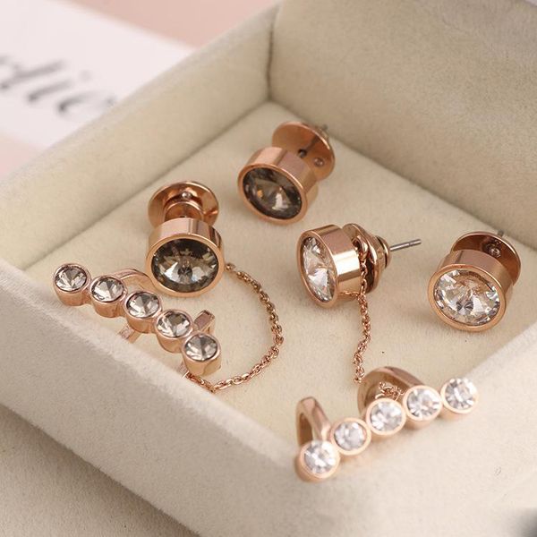 

Top brass material henri bendel Stud Earring with cubic zirconi one pair earring in different women gift jewelry 18k gold plated