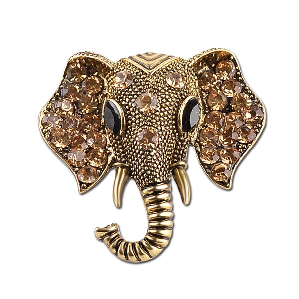 

retro elephant brooches zinc alloy crystal rhinestone brooches for men jewelry fashion lapel pin anti gold silver animal badges, Gray