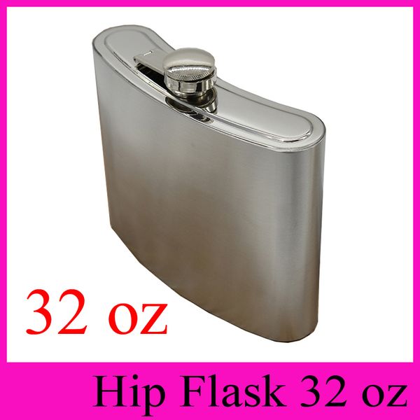 Flash de quadril de 32 onças Falmo de aço inoxidável Hip Flasks com funil gratuito Flagon portátil 32 onça de uísque Stop Stop Wine Support LOGOTIP