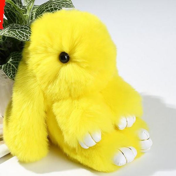 

100% real genuine rex rabbit furs keychain pendant bag car charm tag cute mini rabbit toy doll real fur monster keychains, Silver