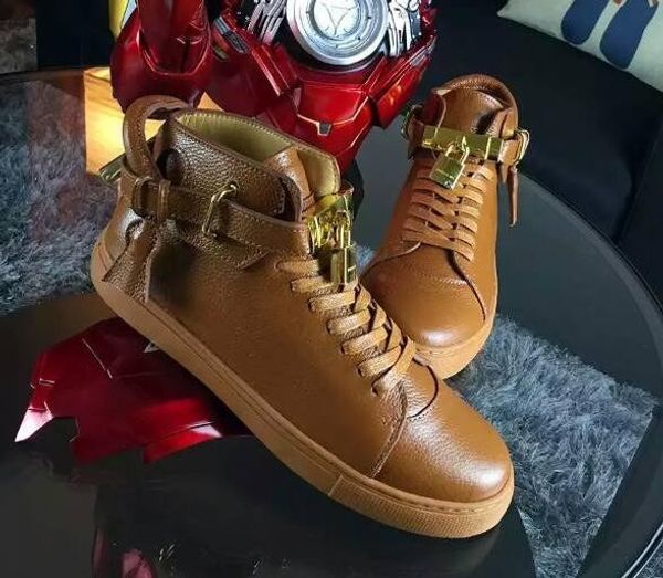 

italy lock leather pebbled high help couples men and women shoes 36-46, Black