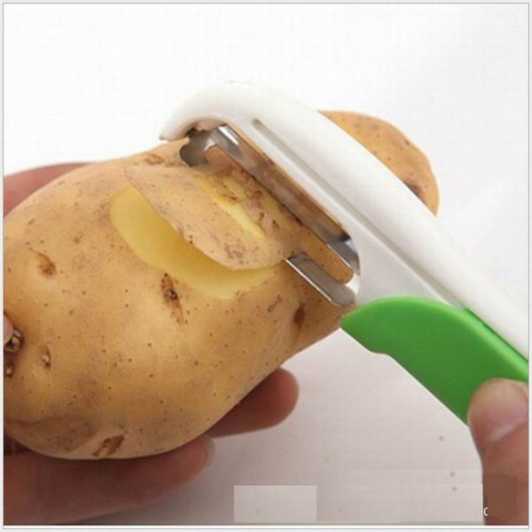 Pelapatate in acciaio inossidabile all'ingrosso, gadget da cucina a doppio lato, taglierina per affettatrice per frutta e verdura