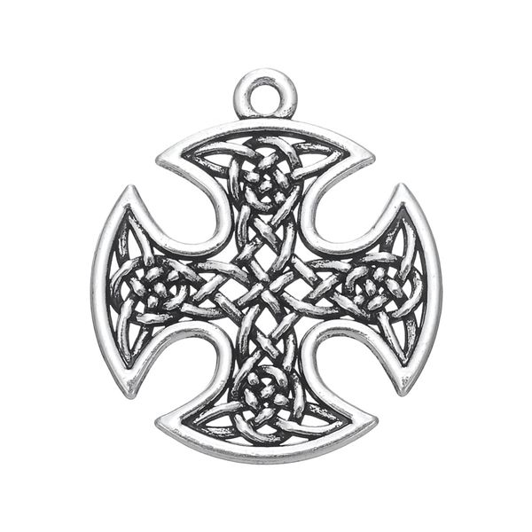 

antique silver plated knot work cross religious talisman pendants handmade neckalce charms wholesale bulk lots 5pcs, Bronze;silver