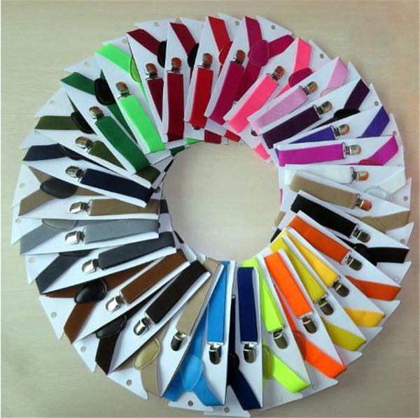 

wholesale- 100 pcs 35colors children clip-on adjustable elastic pants y-back suspender braces belt children black boys/girls suspender 0382, Black;white