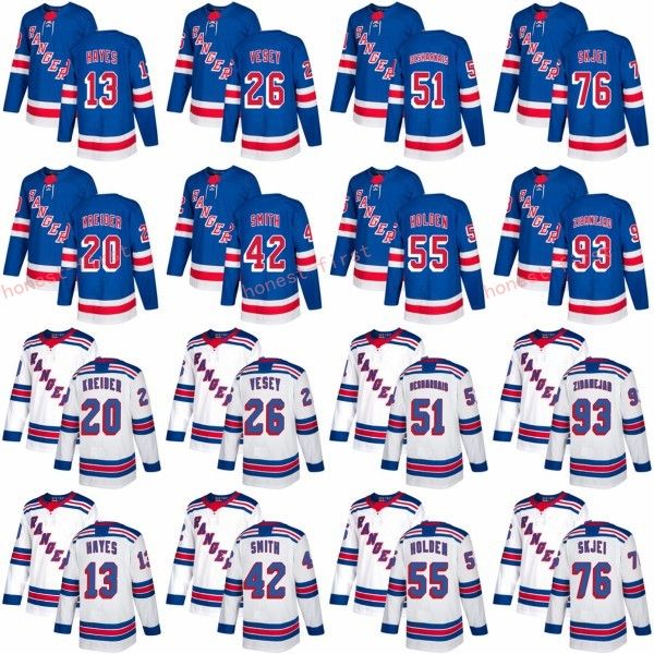 

New York Rangers 55 Nick Holden Jersey 2018 93 Mika Zibanejad 42 Brendan Smith 26 Jimmy Vesey 51 David Desharnais 76 Brady Skjei Blue White