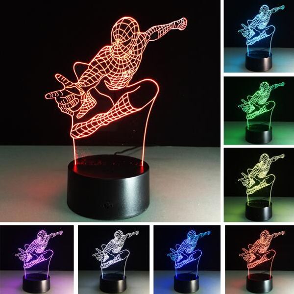 

Оптовая Новый Прыгающий Человек-Паук 3D RGB Цветов Изменение Градиент иллюзии Led Night