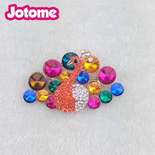 

shopping jewelry accessories crystal rhinestone rainbow colors regal peacock bird fashion animal pins brooches for clothing, Gray