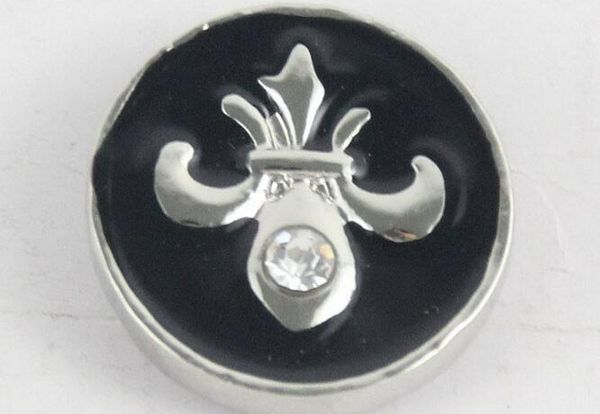 

new arrival 18mm 20mm noosa chunks black enamel noosa chunks with white rhinestone diy handmade jelwery accessories fit bracelet necklace