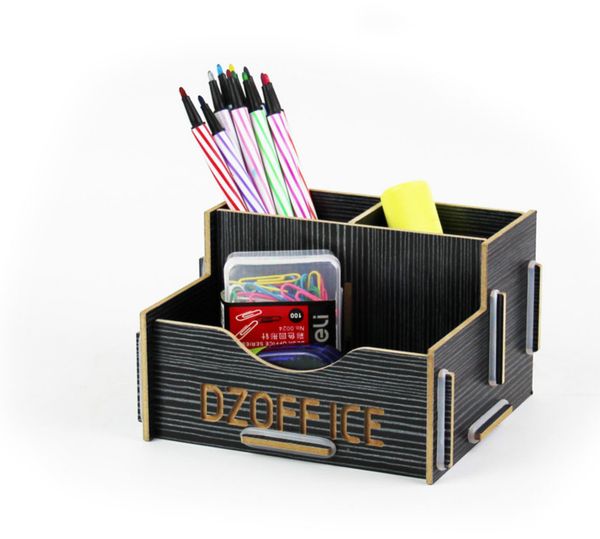 

wholesale-deskmultifunctional wooden pen holder combinational storage box