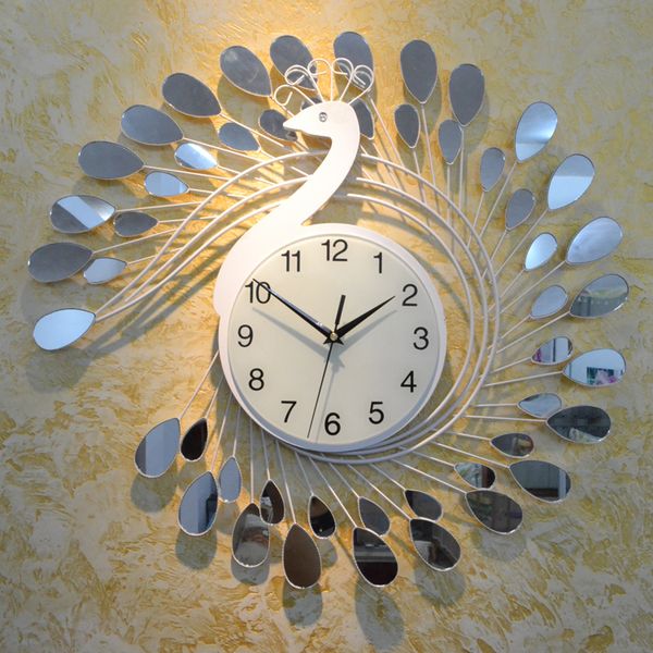 Fashion Peacock Design Silent Wall Clock Creative Craft Clocks For