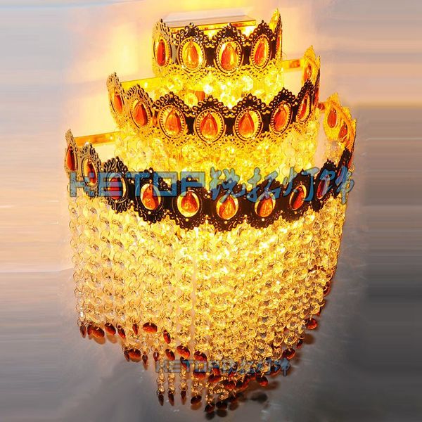Tawny Crystal Настенный светильник Современный кронштейн светло-золотой корона дворец ворота спальни Корс коридор роскошные европейские гостиной осветительные приспособления