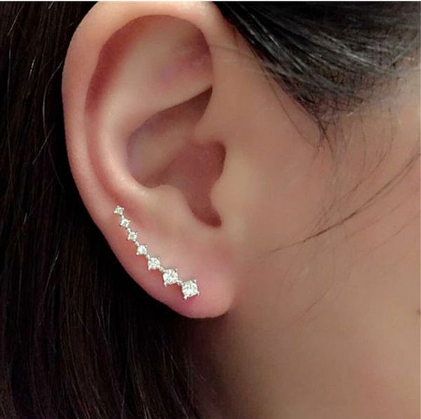 

18k rose gold plated white gold round cut cubic zircon earrings cuff earrings jewelry women clip earrings zl, Silver