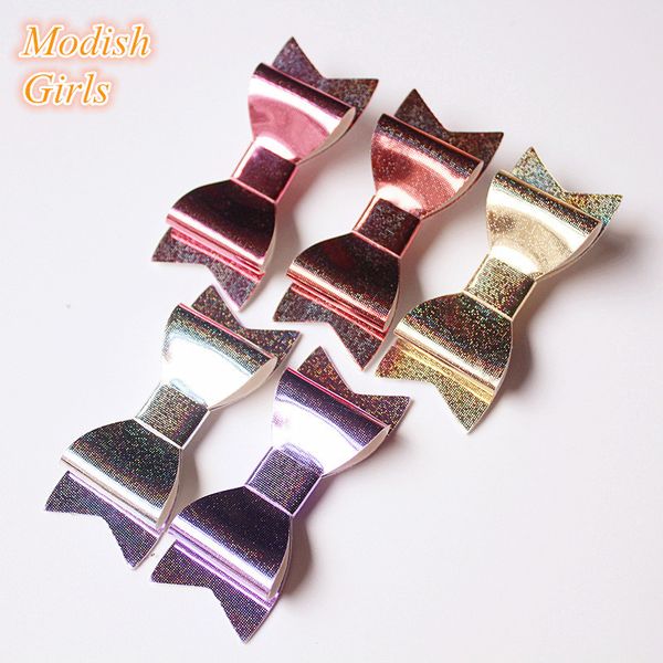 

new refelective 20pcs/lot wholesale hair bows eller glitter felt hair clips bowknot baby shining barrettes girls hairpins, Slivery;white