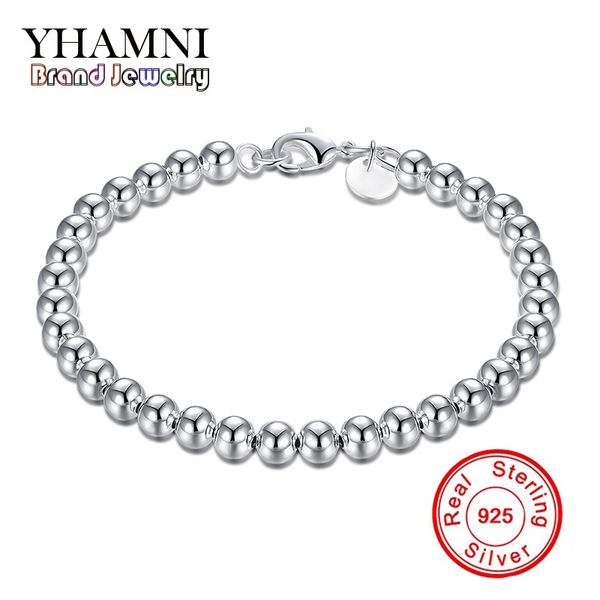 

YHAMNI настоящее 925 стерлингового Silve 6 мм цепи Браслет из бисера мода Шарм женщины юв