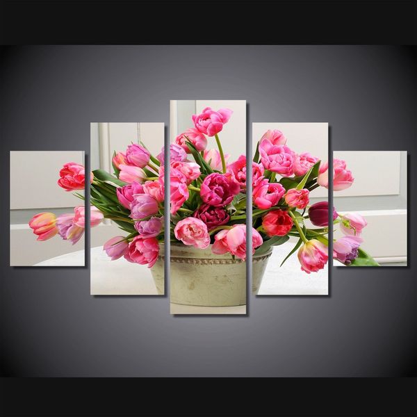 Acheter Ensemble Pas Encadré Hd Imprimé Bouquet De Fleurs De Tulipes Peinture Toile Imprimer Décor De La Chambre Imprimer Affiche Photo Toile La