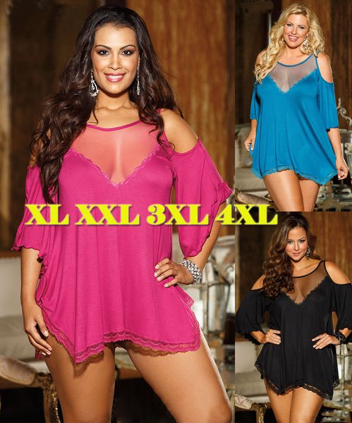 Großhandel - 2017 Plus Size XL-4XL Babydoll Negligee Sexy Lady Nachthemd Erotische Versuchung Spitze Nachtwäsche Sexy Nachtwäsche Baby Doll Chemise