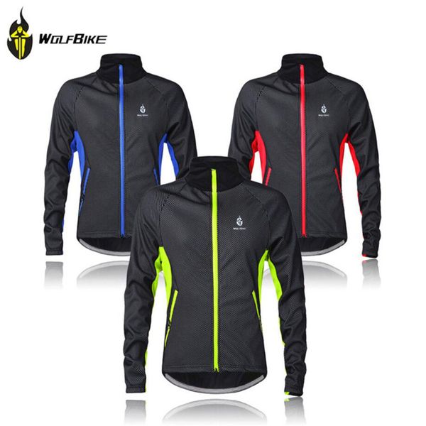 

wholesale-winter thermal fleece cycling jersey long sleeve cycling clothing windproof warm mountain road bicycle bike outer wear g2016, Black;red