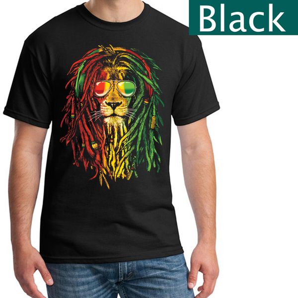 

Rasta Reggae Lion T-Shirt Bob Marley - Printed T-Shirt Black T-Shirt
