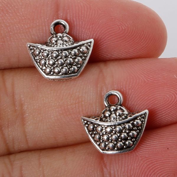 

new 7pcs 13x14mm zinc alloy antique silver ingot diy charms pendants jewelry making diy, Bronze;silver