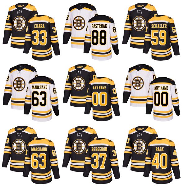 

2018 season custom boston bruins hockey jersey 18 happy gilmore 63 brad marchand bergeron miller 51 spooner 59 schaller 88 david pastrnak, Black;red