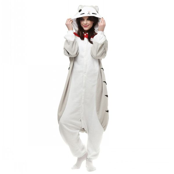 Unisex Velo Bonito Pijama Onesies Com Capuz Animal Pijama Qui Doce Trajes Cosplay Chi Gato Pijama Halloween Dos Desenhos Animados macacão Frete Grátis