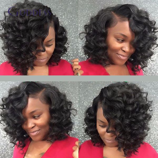 Short Curly Human Hair Wigs Malaysian Virgin Hair Full Lace Lace
