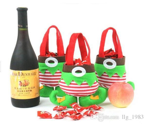 

2016 Горячий с Рождеством 3D Зеленый Эльф Конфеты Сумки Рождественские Украшения (12