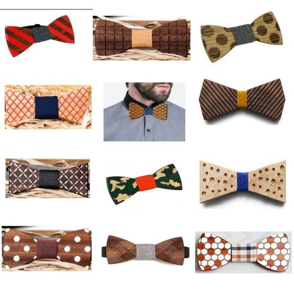 Laços De Madeira QUENTE 12 estilos Artesanal Do Vintage Bowknot Tradicional Para O Cavalheiro De Casamento De Madeira Bowtie Presente do dia dos pais Livre Fedex TNT UPS