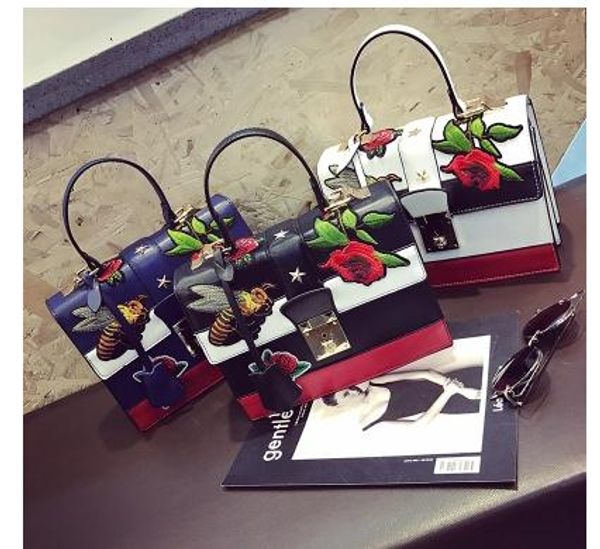 

outlet wine god bump the new vogue female bag summer flowers bees embroidery handbag euramerican fashion embroidered leather handbag