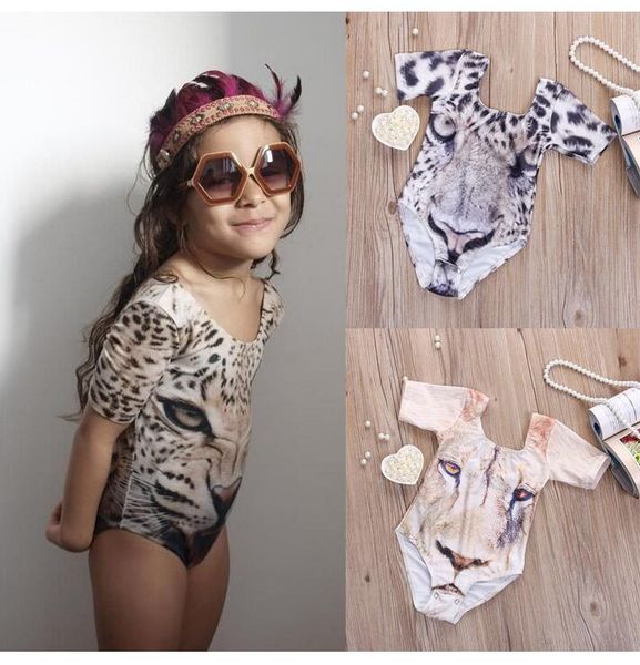 

new children 3d tiger printing one-pieces swimwear baby swimsuit cartoon kids bikinis bh2124, Black