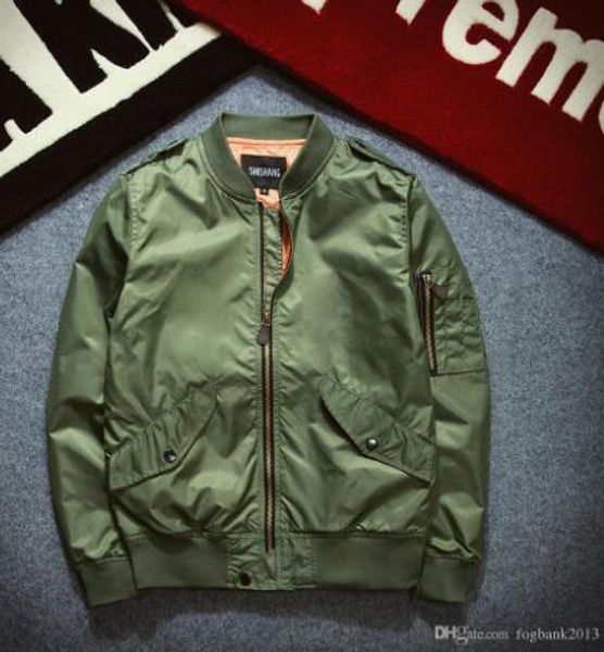 

men thin jacket puffer style thick army green military flying ma-1 flight jacket pilot ma1 air force men bomber jacket, Black;brown